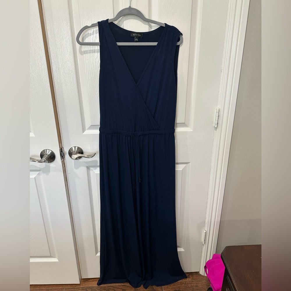 Blue jumpsuit. Dress up or down. Super comfortable.
